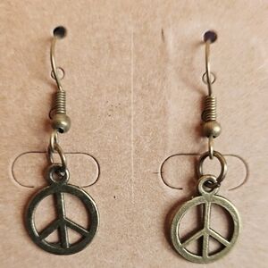 Peace Symbol Gold Tone Earrings NWT